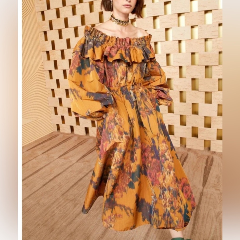 ULLA JOHNSON Adelina Midi Gown In Daylily Sz 10